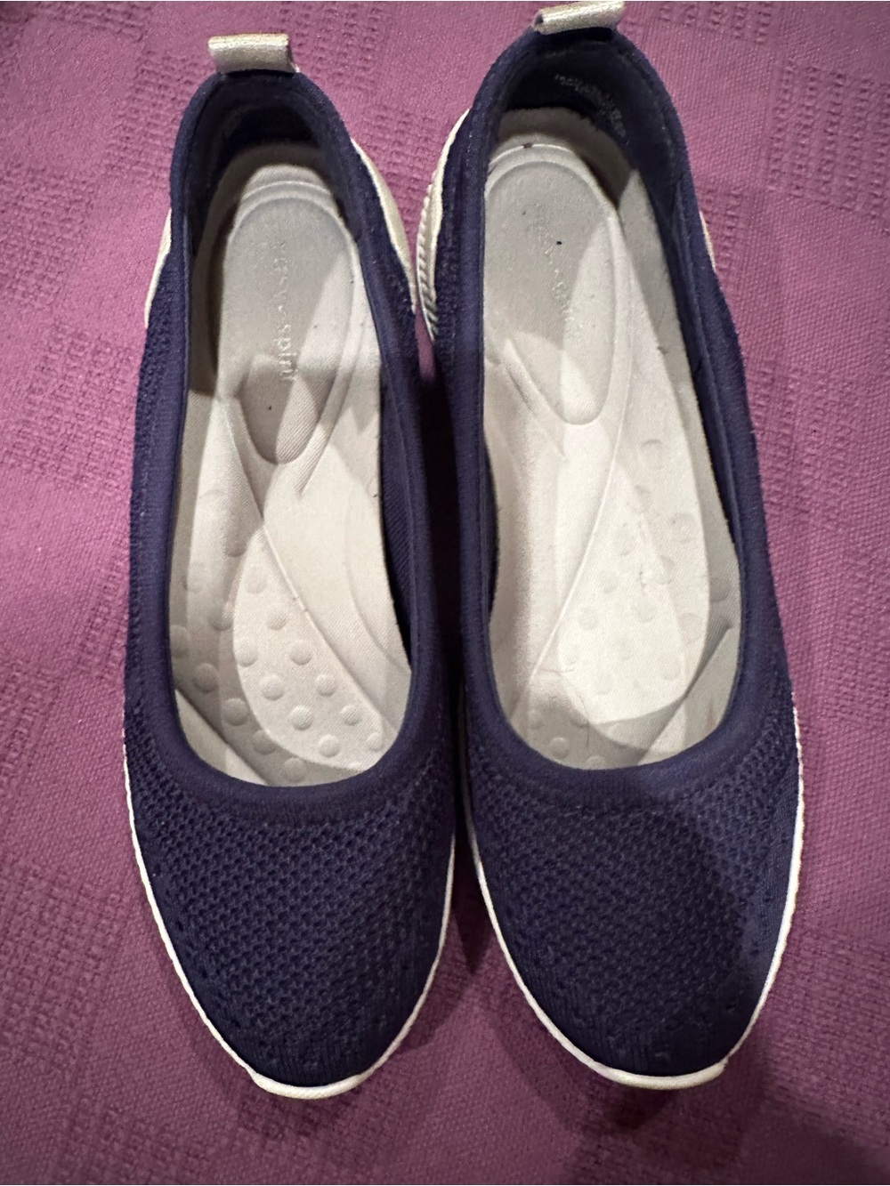 Easy Spirit Navy Knit Slip-On Flats